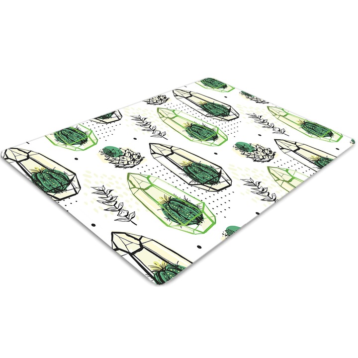 Covor pentru scaun de birou, PVC, cactus in solide, Verde, 140 cm x 100 cm, 010250310030100030712