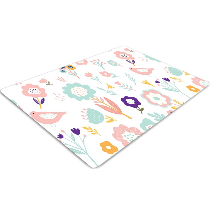 Covor pentru scaun de birou, PVC, vrabia pictata, Albastru, 140 cm x 100 cm, 010250310030100011872