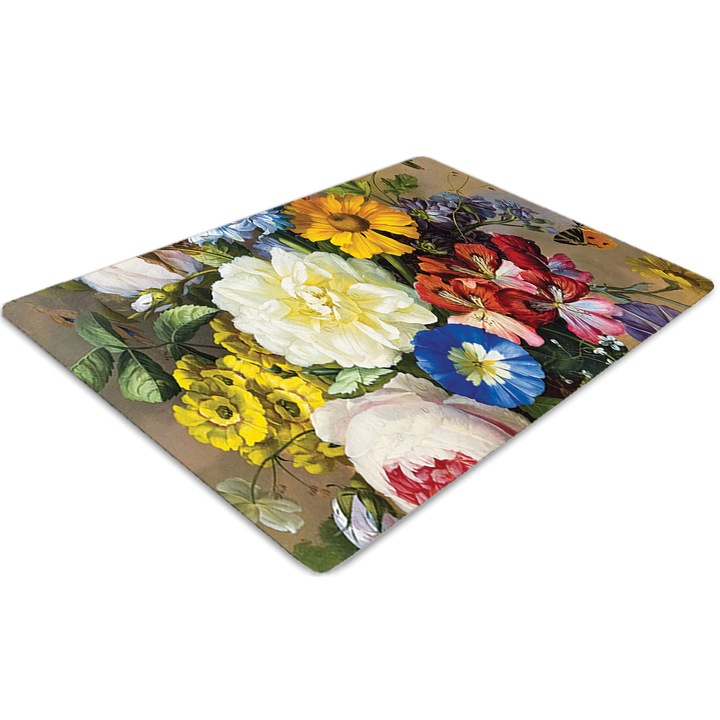 Covor pentru scaun de birou, PVC, natura moarta, Verde, 140 cm x 100 cm, 010250310030100012034