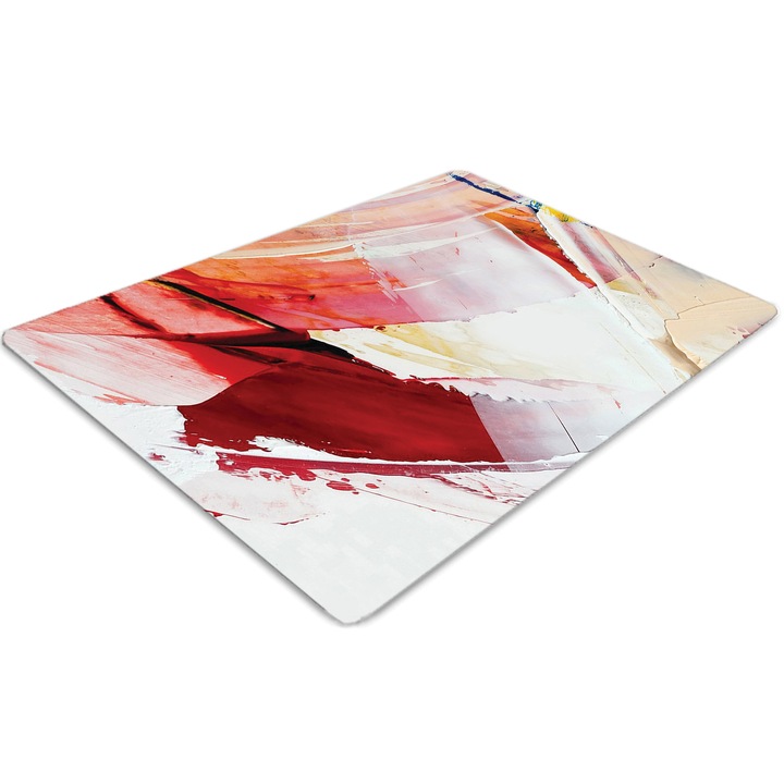 Covor pentru scaun de birou, PVC, pete de vopsea, Roz, 140 cm x 100 cm, 010250310030100030080