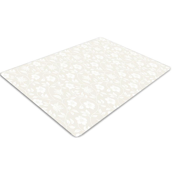 Covor pentru scaun de birou, PVC, tapet floral, Verde, 140 cm x 100 cm, 010250310030100030476