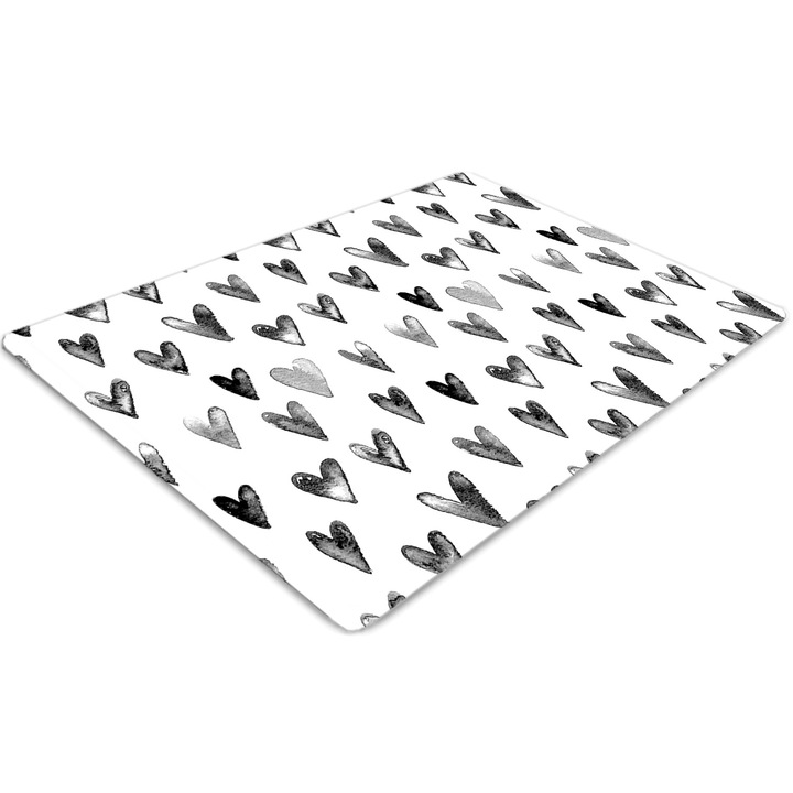 Covor pentru scaun de birou, PVC, inimioare lacuite, Gri, 140 cm x 100 cm, 010250310030100030511