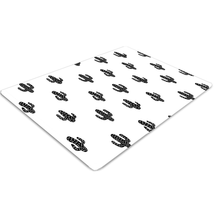 Covor pentru scaun de birou, PVC, model de cactus, Gri, 140 cm x 100 cm, 010250310030100030768