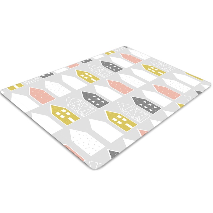 Covor pentru scaun de birou, PVC, model scandinav, Alb, 140 cm x 100 cm, 010250310030100011362