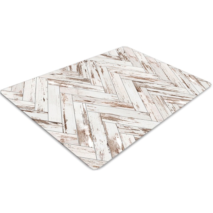 Covor pentru scaun de birou, PVC, podea de lemn, Alb, 140 cm x 100 cm, 010250310030100011378