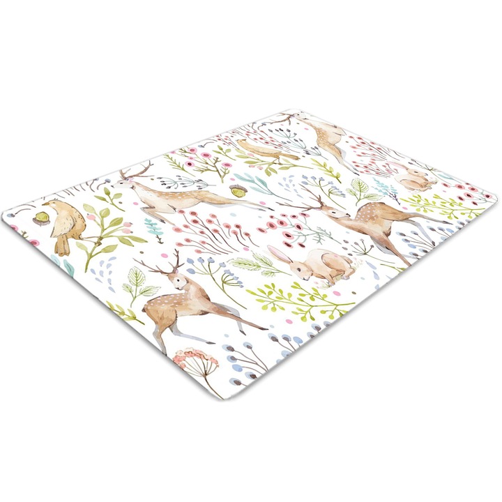 Covor pentru scaun de birou, PVC, animale salbatice, Alb, 140 cm x 100 cm, 010250310030100011380