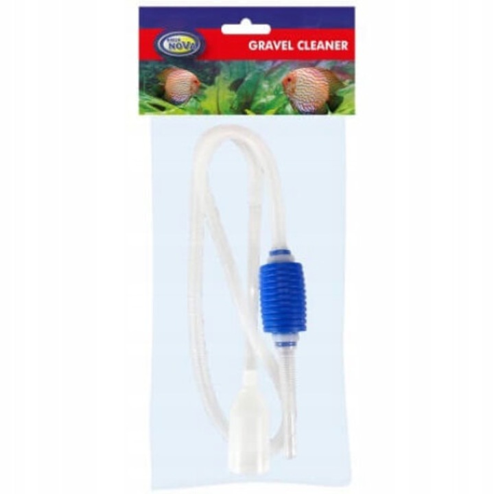 Aspirator manual pentru acvariu, Aqua Nova, GC-170, 170 cm, Transparent/Albastru