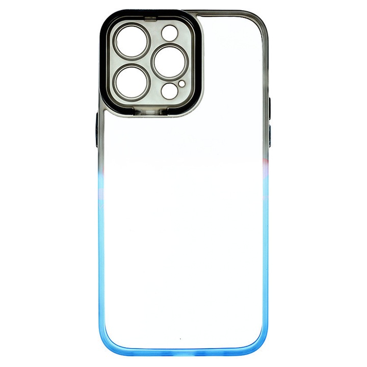 Husa de Protectie Compatibila cu Apple Iphone 14 Pro, Soft TPU, Gradient Design, Fashion Style, Negru si Albastru