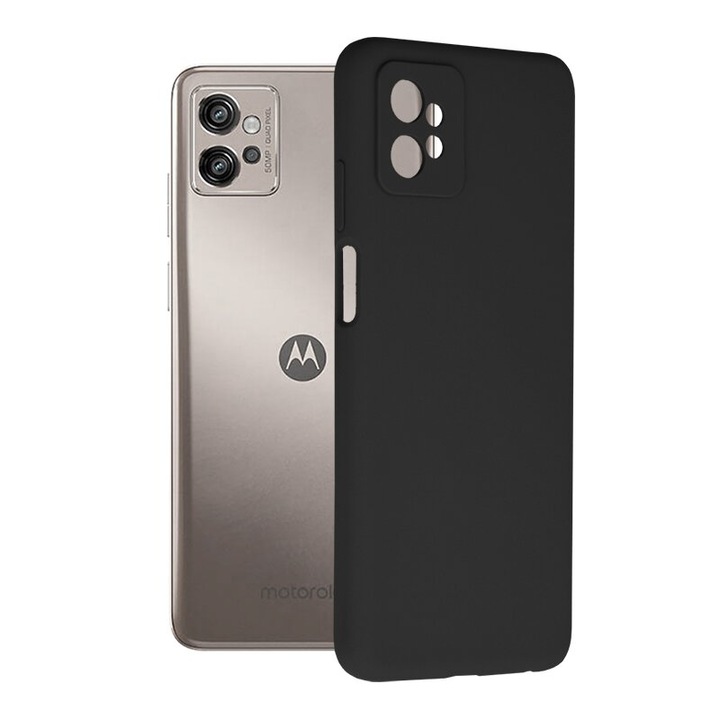 Силиконов калъф за Motorola Moto G32, вътрешност от силикон TPU и микрофибър, защита на камерата, черен