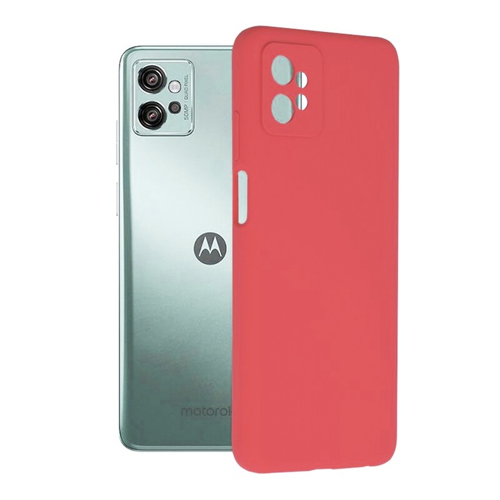 Силиконов калъф за Motorola Moto G32, вътрешност от силикон TPU и микрофибър, защита на камерата, червен