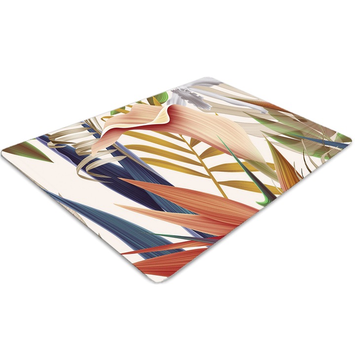 Covor pentru scaun de birou, PVC, plante tropicale, Roz, 140 cm x 100 cm, 010250310030100029992