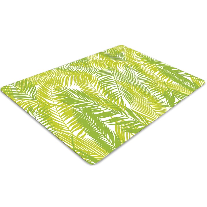 Covor pentru scaun de birou, PVC, frunza verde, Verde, 140 cm x 100 cm, 010250310030100030046