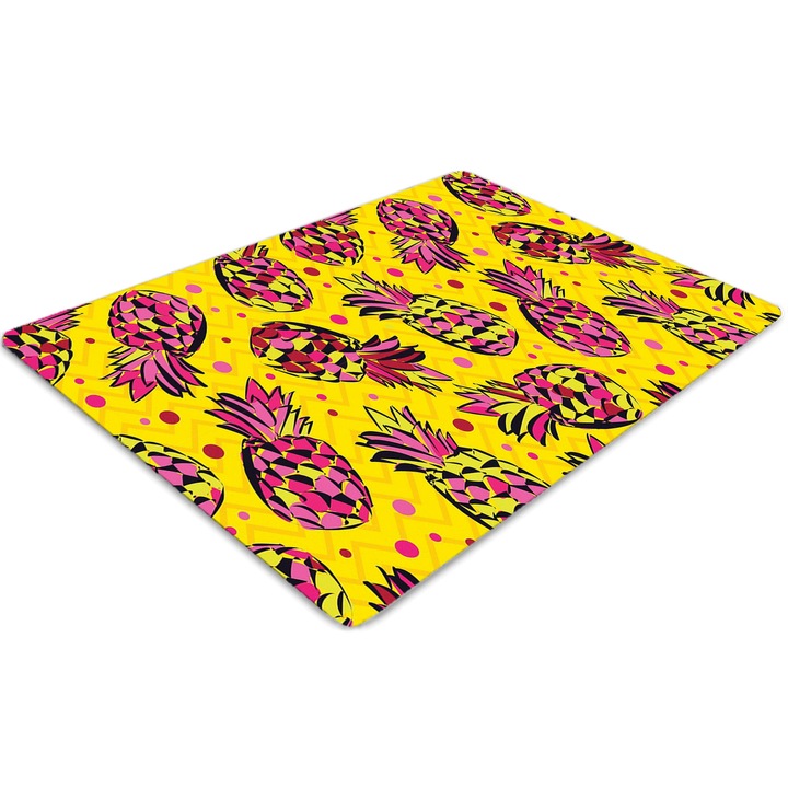 Covor pentru scaun de birou, PVC, ananas roz, Galben, 140 cm x 100 cm, 010250310030100030114