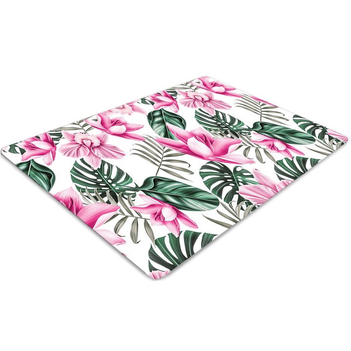 Covor PVC, Tulup, Vinil, Dreptunghi, Gradina roz, Verde, 100 cm x 70 cm, 010250310010100030127