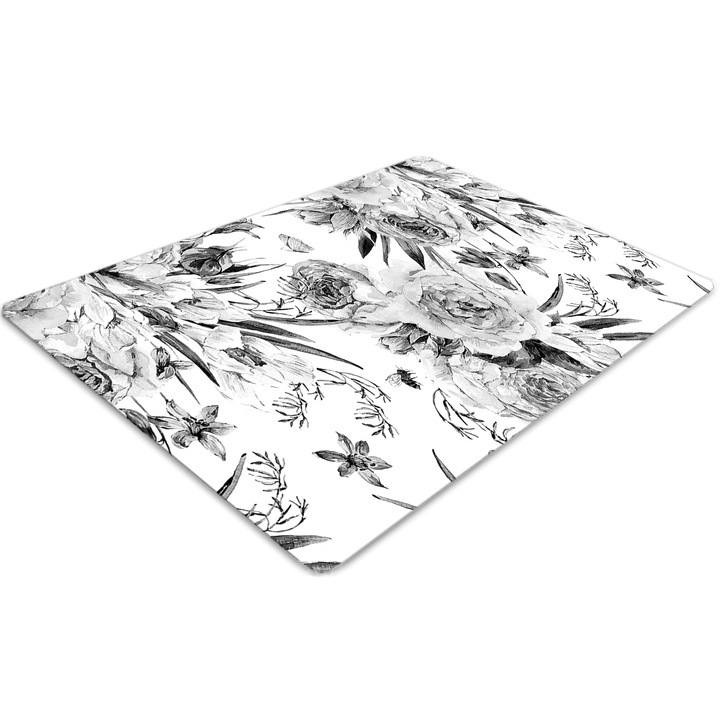 Covor pentru scaun de birou, PVC, buchet de flori, Alb, 140 cm x 100 cm, 010250310030100030489