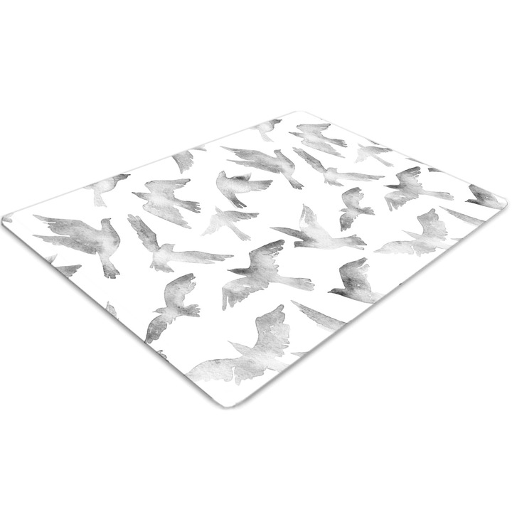 Covor pentru scaun de birou, PVC, pasari, Gri, 140 cm x 100 cm, 010250310030100011383