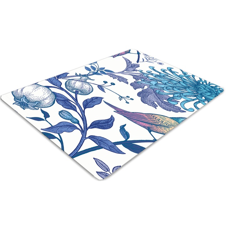 Covor pentru scaun de birou, PVC, pasari de primavara, Albastru, 140 cm x 100 cm, 010250310030100011402