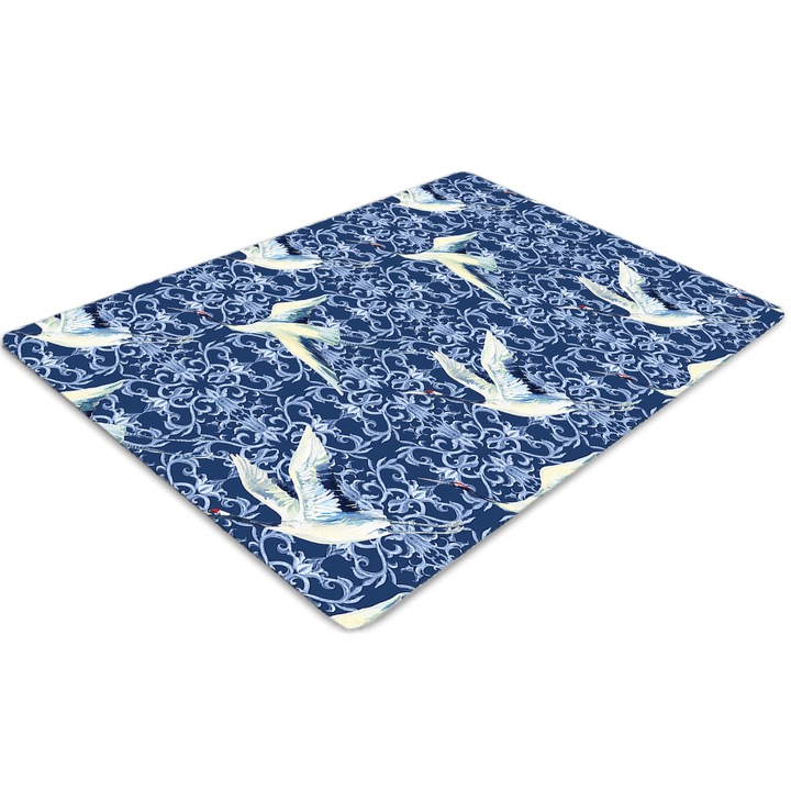 Covor pentru scaun de birou, PVC, macarale chinezesti, Albastru, 140 cm x 100 cm, 010250310030100030113