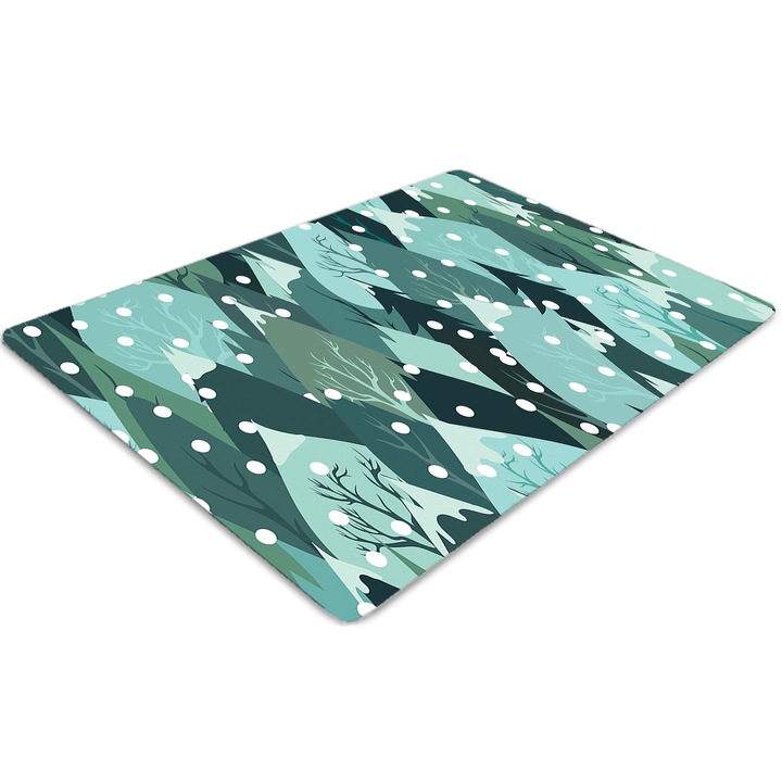 Covor pentru scaun de birou, PVC, munti inghetati, Albastru, 140 cm x 100 cm, 010250310030100030136