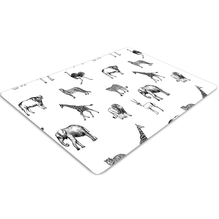 Covor PVC, Tulup, Vinil, Dreptunghi, Safari, Gri, 140 cm x 100 cm, 010250310030100030277