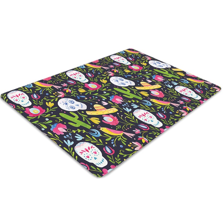 Covor pentru scaun de birou, PVC, motive mexicane, Albastru, 140 cm x 100 cm, 010250310030100030134