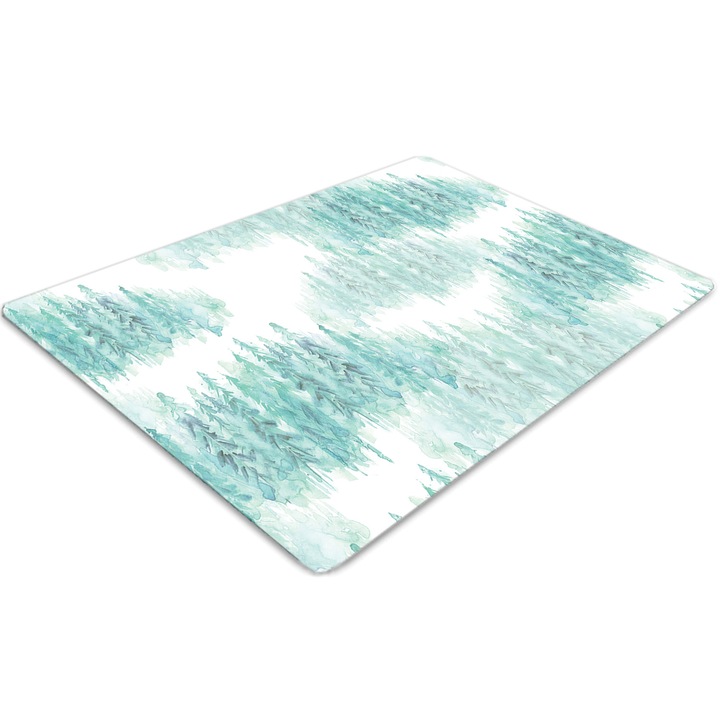 Covor pentru scaun de birou, PVC, padurea pictata, Albastru, 140 cm x 100 cm, 010250310030100030100