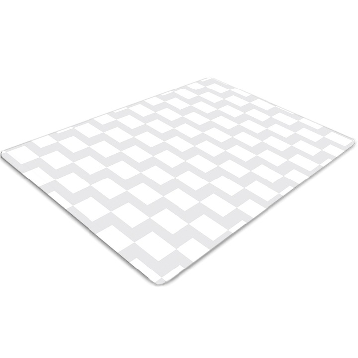 Covor pentru scaun de birou, PVC, model de patrate 3d, Alb, 140 cm x 100 cm, 010250310030100029290