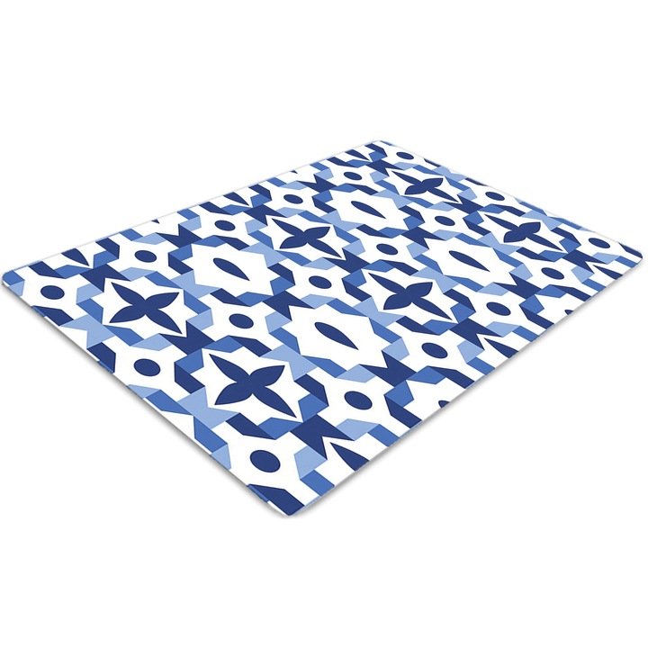 Covor pentru scaun de birou, PVC, model marocan, Albastru, 140 cm x 100 cm, 010250310030100007854