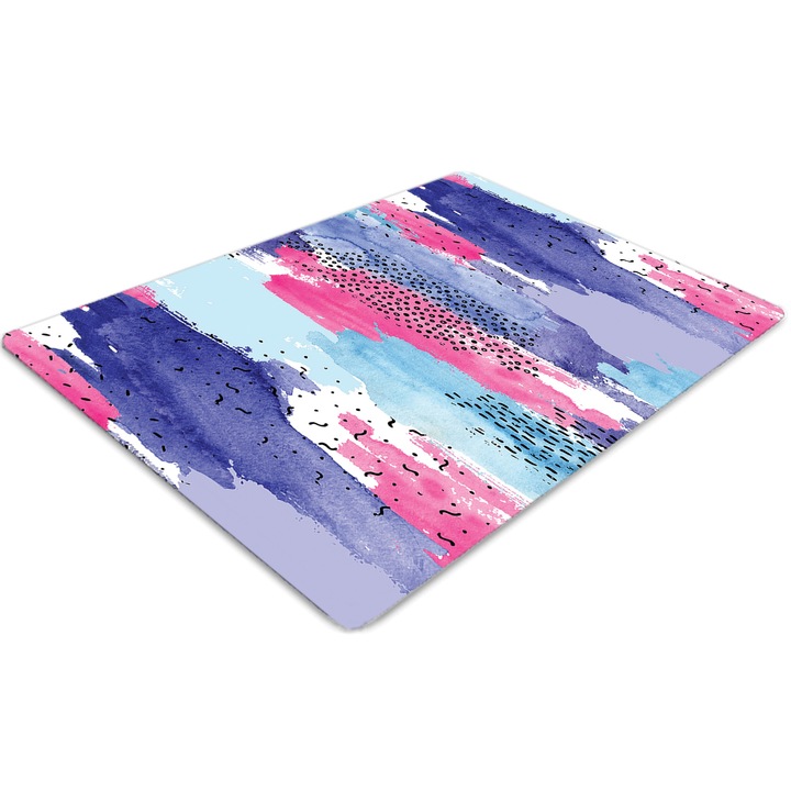 Covor pentru scaun de birou, PVC, acuarela abstractie, Albastru, 140 cm x 100 cm, 010250310030100030201