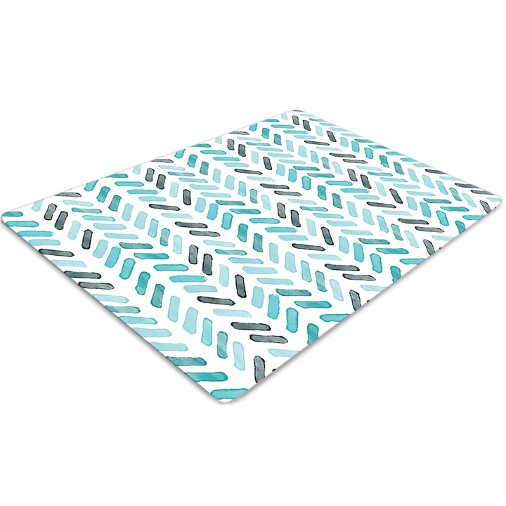 Covor pentru scaun de birou, PVC, acuarela in oase, Albastru, 140 cm x 100 cm, 010250310030100007858