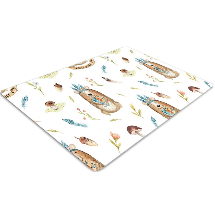 Covor pentru scaun de birou, PVC, ursulet indian de plus, Verde, 140 cm x 100 cm, 010250310030100030256