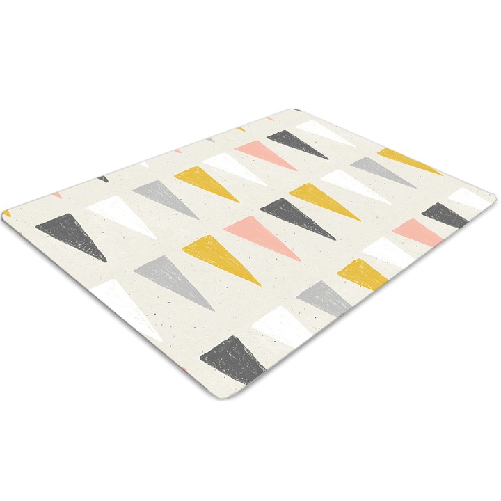 Covor pentru scaun de birou, PVC, model triunghiular, Alb, 140 cm x 100 cm, 010250310030100029294