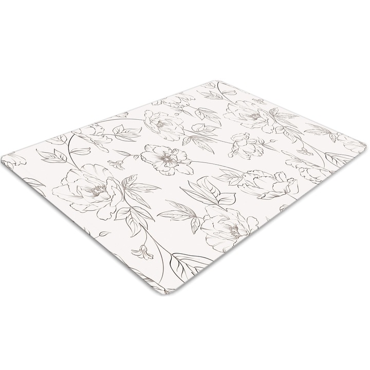 Covor pentru scaun de birou, PVC, flori schitate, Roz, 140 cm x 100 cm, 010250310030100030782