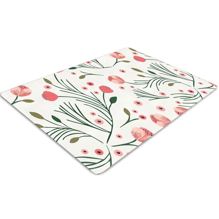 Covor pentru scaun de birou, PVC, maki de epoca, Verde, 140 cm x 100 cm, 010250310030100011920