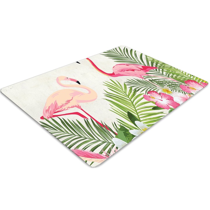Covor pentru scaun de birou, PVC, doi flamingo, Verde, 140 cm x 100 cm, 010250310030100011908