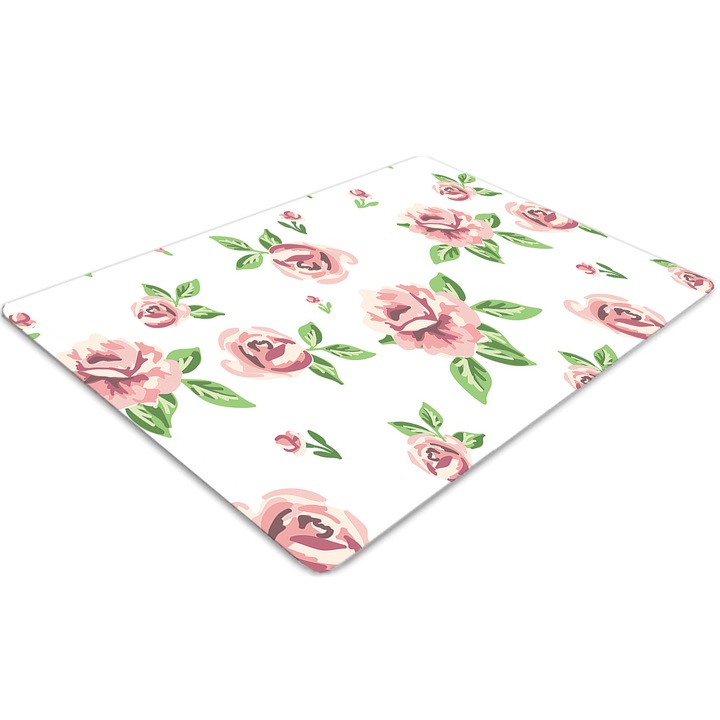 Covor pentru scaun de birou, PVC, flori pastelate, Verde, 140 cm x 100 cm, 010250310030100011901