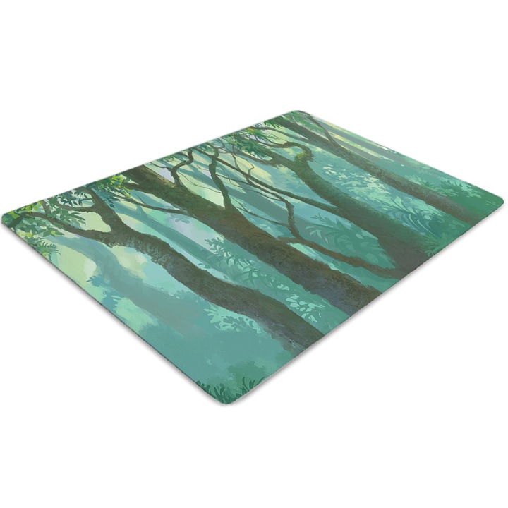 Covor pentru scaun de birou, PVC, padure intunecata, Verde, 140 cm x 100 cm, 010250310030100030491