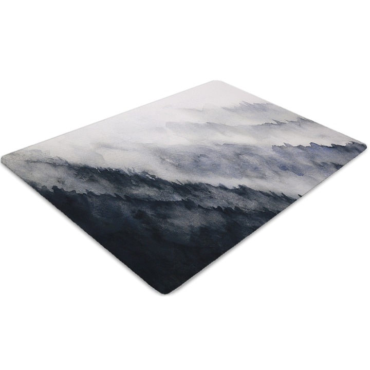 Covor pentru scaun de birou, PVC, peisaj montan, Albastru, 140 cm x 100 cm, 010250310030100030741