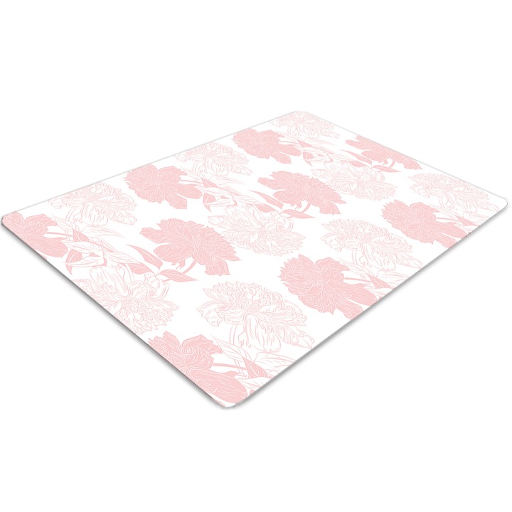 Covor pentru scaun de birou, PVC, floare roz, Roz, 140 cm x 100 cm, 010250310030100029613