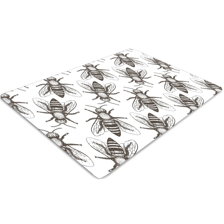 Covor pentru scaun de birou, PVC, model de albine, Gri, 140 cm x 100 cm, 010250310030100030750