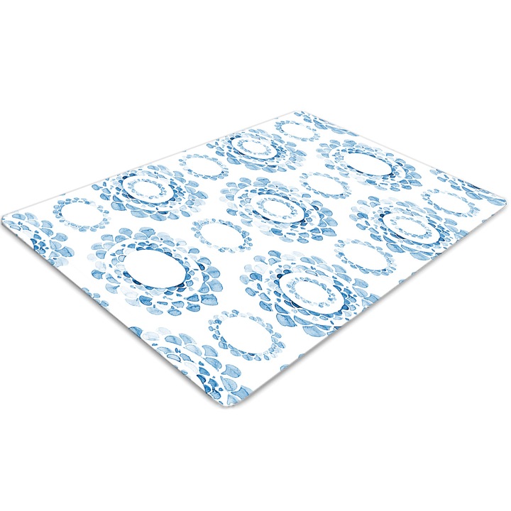 Covor pentru scaun de birou, PVC, cercuri albastre, Albastru, 140 cm x 100 cm, 010250310030100030774