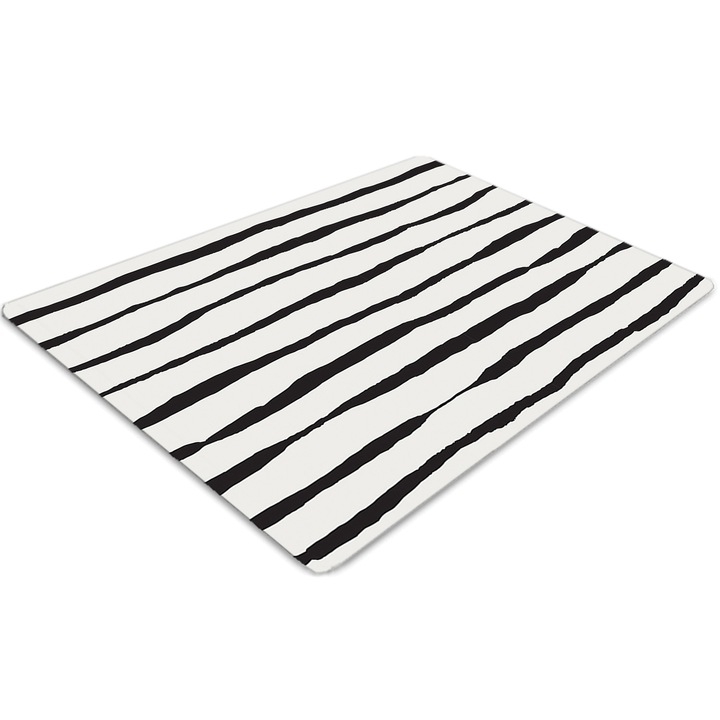Covor pentru scaun de birou, PVC, linii negre, Gri, 140 cm x 100 cm, 010250310030100030803