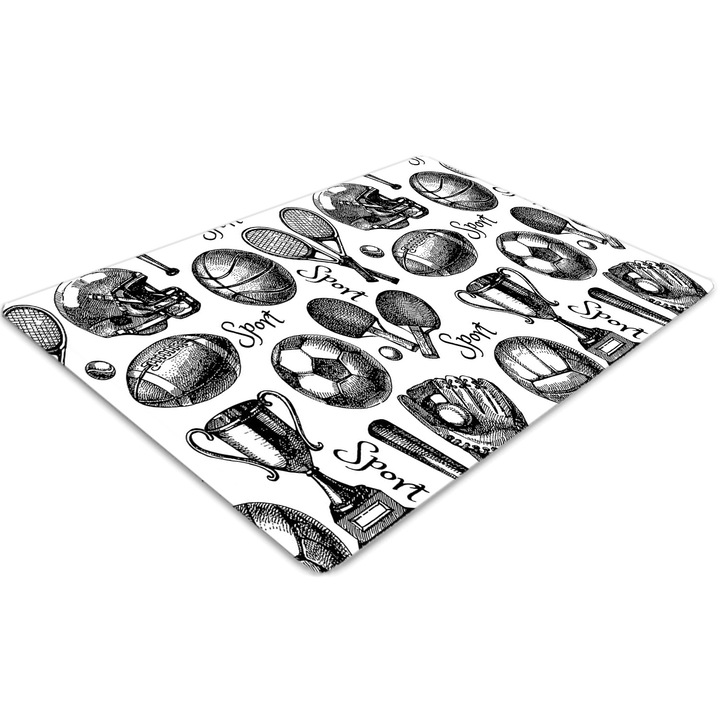 Covor pentru scaun de birou, PVC, motive sportive, Gri, 140 cm x 100 cm, 010250310030100030867