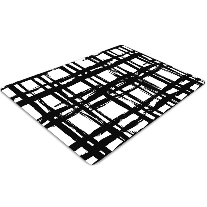 Covor pentru scaun de birou, PVC, model in carouri, Alb, 140 cm x 100 cm, 010250310030100012224