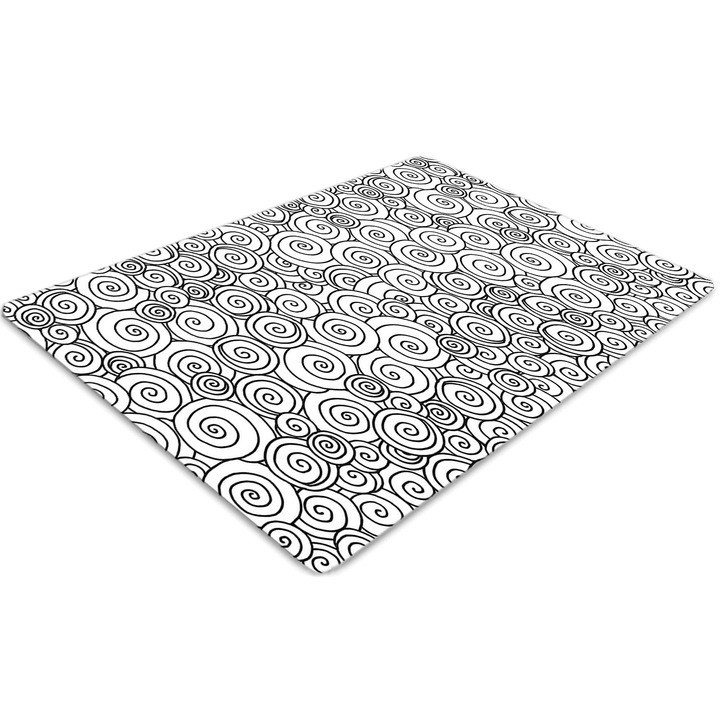 Covor pentru scaun de birou, PVC, vartej alb-negru, Alb, 140 cm x 100 cm, 010250310030100012233