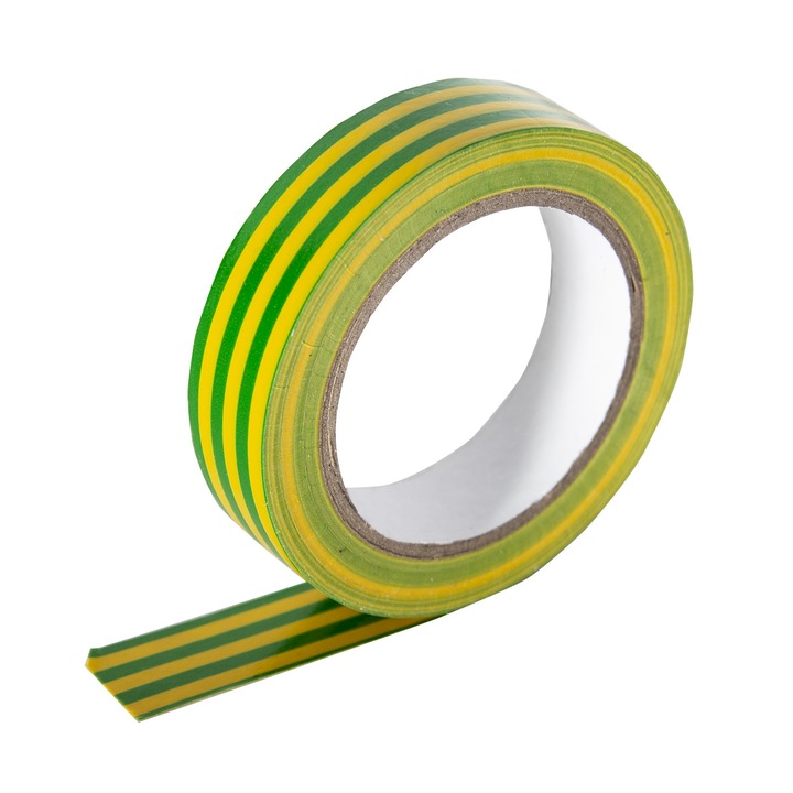 Banda izolatoare PVC, galben / verde, 18 mm x 20 m, Makalon 721107