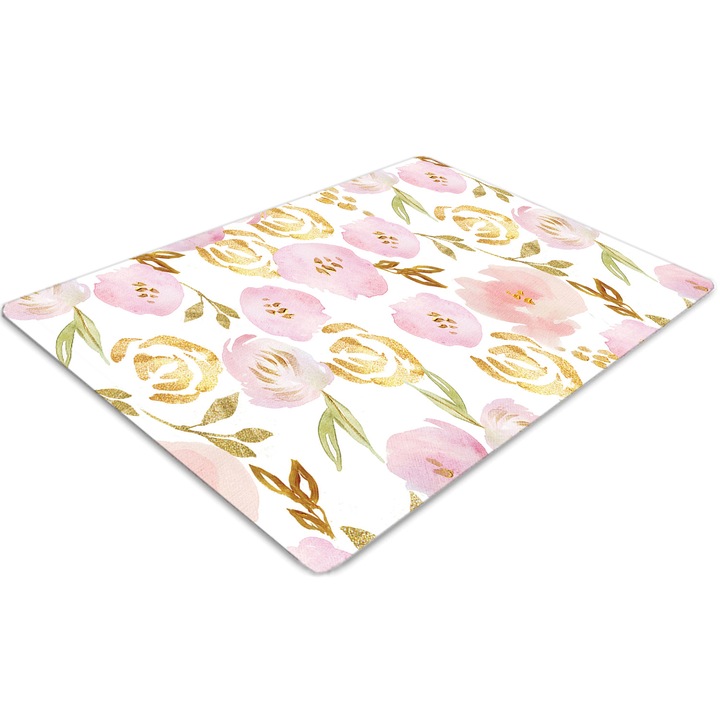 Covor pentru scaun de birou, PVC, floare foarte, Roz, 140 cm x 100 cm, 010250310030100011375