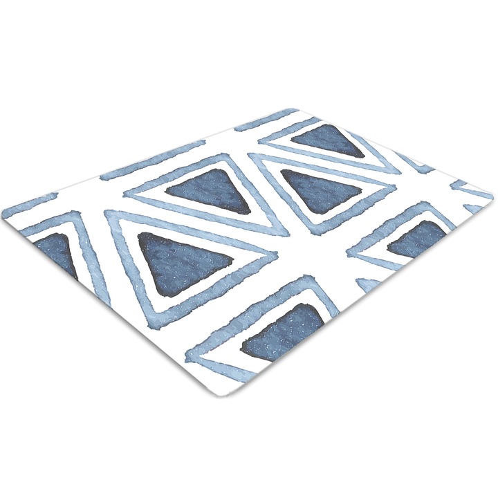 Covor pentru scaun de birou, PVC, triunghiuri, Albastru, 140 cm x 100 cm, 010250310030100030370