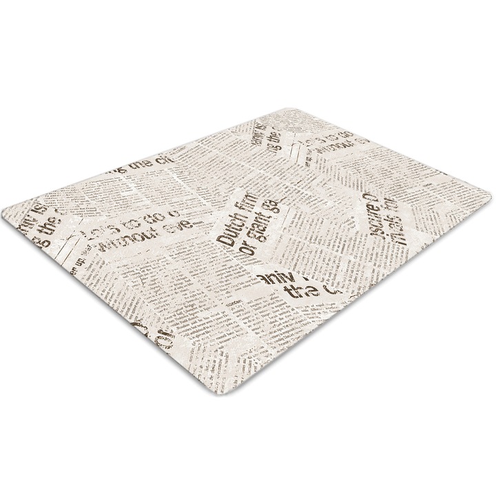 Covor pentru scaun de birou, PVC, ziare de epoca, Alb, 140 cm x 100 cm, 010250310030100030666