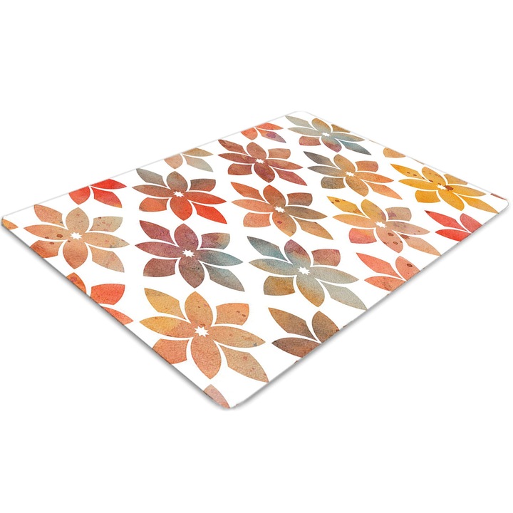 Covor PVC. Tulup. Vinil. Dreptunghi. Model floral. Alb. 100 cm x 70 cm. 010250310010100030736